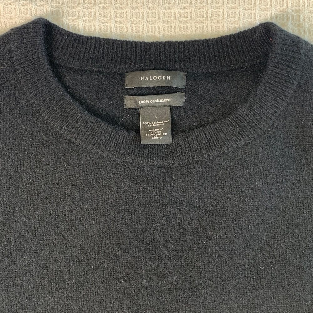 Halogen black crewneck cashmere sweater size small - Picture 7 of 8
